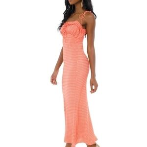 Cleobella Women’s Emily Maxi Dress Polka Dot Peach Size L Slip Party Dress